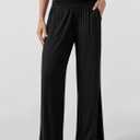 ODODOS Women's Wide Leg Palazzo Lounge Pants with Pockets Light Weight Loose Comfy Casual Pajama Pants-26/28/30"/32" Inseam (Black, S)