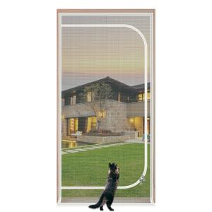 QWR Reinforced Cat Screen Door,Fits Door Opening Size 32''x 80'',Thickened Cat Proof Screen Door Mesh with Zipper Closure for Living Room,Kitchen,Bedroom.