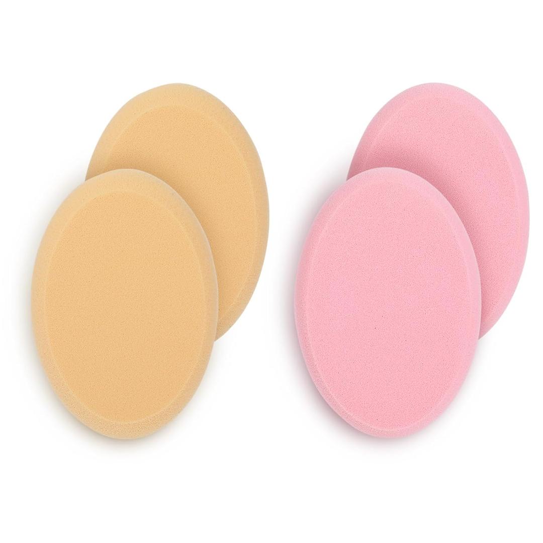 4 Pcs Make up Sponges Flat Oval Cushion Foundation Puff Sponge Make Up Applicator for Blending Eye Foundation Blush Application, Dry and Wet