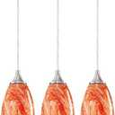 Glass Pendant Light Fixtures 3 Pack Mini Hanging Kitchen Island Lighting Shade Farmhouse Hand Blow Lighting Fixture for Ceiling at Bar Dining Room Over Sink, Magmatic Red