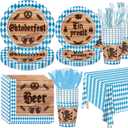 161 Oktoberfest Party Supplies Dinnerware Set - Bavarian German Design with Plates Cutlery Cups & Tablecloth-Blue Diamond Themed Decor for 20 Guests Perfect for Beer Festival, Oktoberfest Celebration