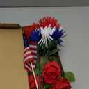 Sggvecsy 30 Pcs Patriotic Artificial Flowers Memorial Bouquet Fake Red White and Blue Cemetery Flowers with American Flags for Grave 4th of July Memorial Day Independence Day Veterans Home Decoration