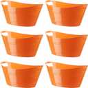 Patelai 6 Pcs Ice Buckets Bulk, Plastic Ice Buckets with Handles, Oval Storage Tub, Large Capacity Ice Drink Tub for Party Bar Wine Beer Champagne Beverage Bottle Cooler(4.5 Liter,Orange)