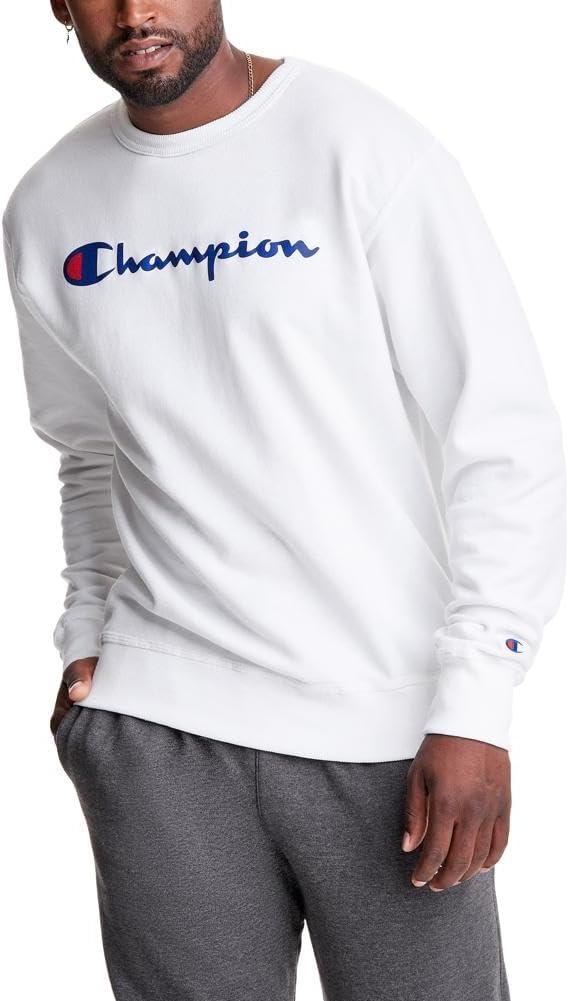 Champion mens Crewneck Sweatshirt, Powerblend Fleece, Hoodie Sweatshirt for Men, Script Logo (Reg. Or Big & Tall) (Small)