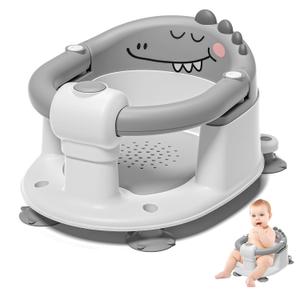 Baby Bath Seat for Babies 5 Months & Up - Non-Slip Bath Seat for Sitting Up, Soft Cushion & Compact Design, Toddler Bathtub Seat (Grey)
