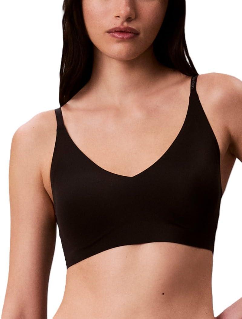 Calvin Klein Women's Invisibles Comfort Lightly Lined Seamless Wireless Triangle Bralette Bra (Black) Small