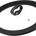 Ecolution Universal Lid for Pots and Pans, Fits 9.5-Inch to 12-Inch Cookware, Tempered Glass Replacement Lid with Heat Resistant Silicone Edge, Dishwasher Safe, Made without BPA, Large, Black