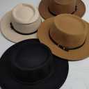 Pack of 4 JaGely Felt Hats for Women Wide Brim Felt with Belt Buckle Vintage Panama Boho Jazz Hat for Burning Wedding Tea Party (Khaki, Black, Brown, Beige With Black Belt)