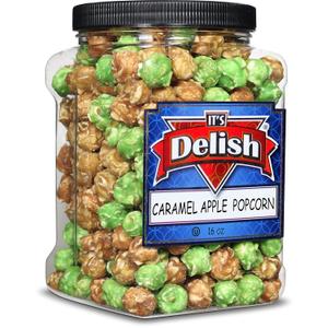 It's Delish Gourmet Caramel Apple Popcorn Mix by Its Delish, 16 OZ Jumbo Container  Caramel Corn Air Popped Sweet & Crunchy Glazed Carmel Corn Snack - Gluten Free, Vegan, Kosher, 1 Count