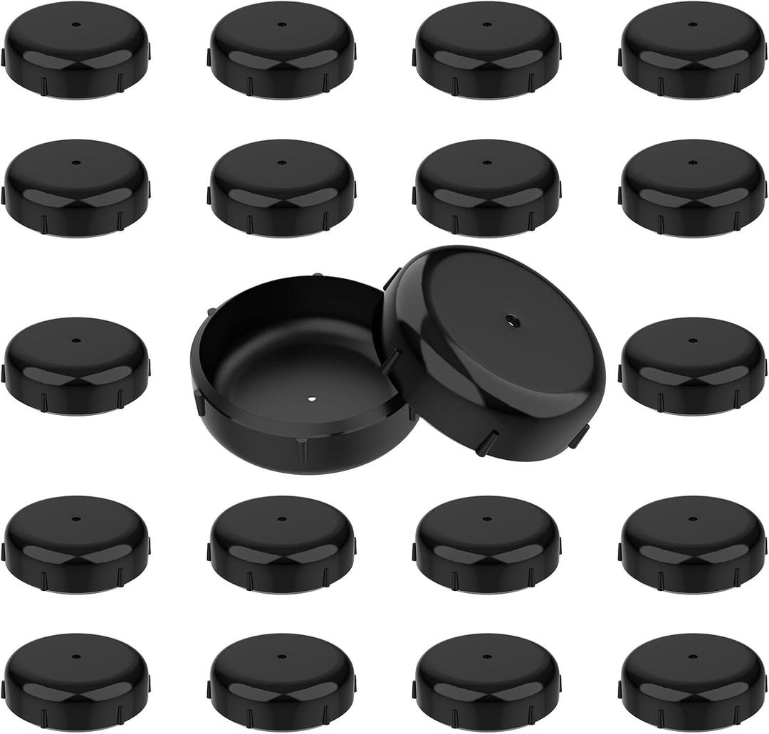 20 Pcs Wrought Iron Patio Furniture Feet Caps, 1-1/2" Round Plastic Outdoor Chair Leg Caps, Patio Furniture Replacement Feet for Metal Chairs & Tables (Black)