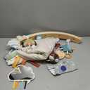 Blissful Diary Baby Play Gym & Activity Mat, 5 Developmental Zones Wooden Tummy Time Mat with 6 Detachable Sensory Toys for Motor Skills & Sensory Development, Baby Essentials Shower Gift