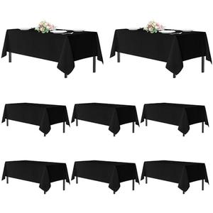 sancua Black Tablecloths for 8 Foot Rectangle Tables, 3 Pack - Washable Polyester Fabric Table Cloth for Wedding Party, Birthday, Banquet Reception, 60x120 Inch
