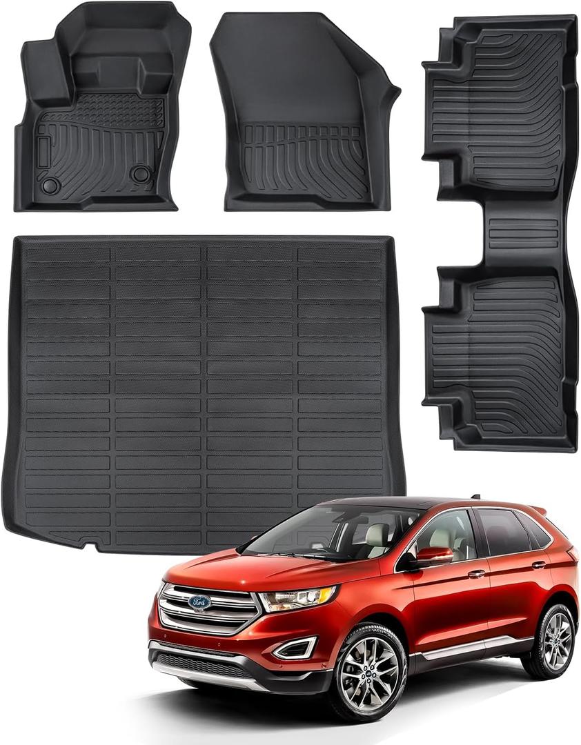 4 PCS for Ford Edge Floor Mats & Cargo Liner 2024 2023 2022 2021 2020 2019 2018 2017 2016 2015, All Weather Protection Floor Mats&Trunk Cover for Ford Edge Interior Accessories 2015-2024