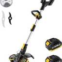Brushless Cordless Weed Wacker, 4820 Gear Brushless Motor 20V Battery Powered Weed Eater, 3-in-1 Trimmer/Edger/Lawn Mower (Two Batteries Pack)