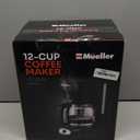 Mueller 12-Cup Drip Coffee Maker - Borosilicate Carafe, Auto-Off, Reusable Filter, Anti-Drip, Keep-Warm Function, Clear Water Level Window Coffee Machine, Kitchen Essentials & Accessories (Black)