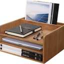 3 Tier Desktop Letter Tray for Office Desk Organizer and Accessories - Wood File Folder Holder for Paper Document Organizer Mail Sorter Workspace Counter Storage Book Shelf Light WJJ3K-LT