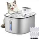 PartsBling Stainless Steel Cat Water Fountain, Cordless & Battery Operated 4.2L/142oz, Ultra Quiet 20dB, 5000mAh Rechargeable, Wireless Pet Fountain for Cats & Dogs, Includes 4 Filters, White