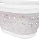Camco Collapsible Laundry Basket with Handles, Taupe/White, Small, 51951, 10 inches tall expanded