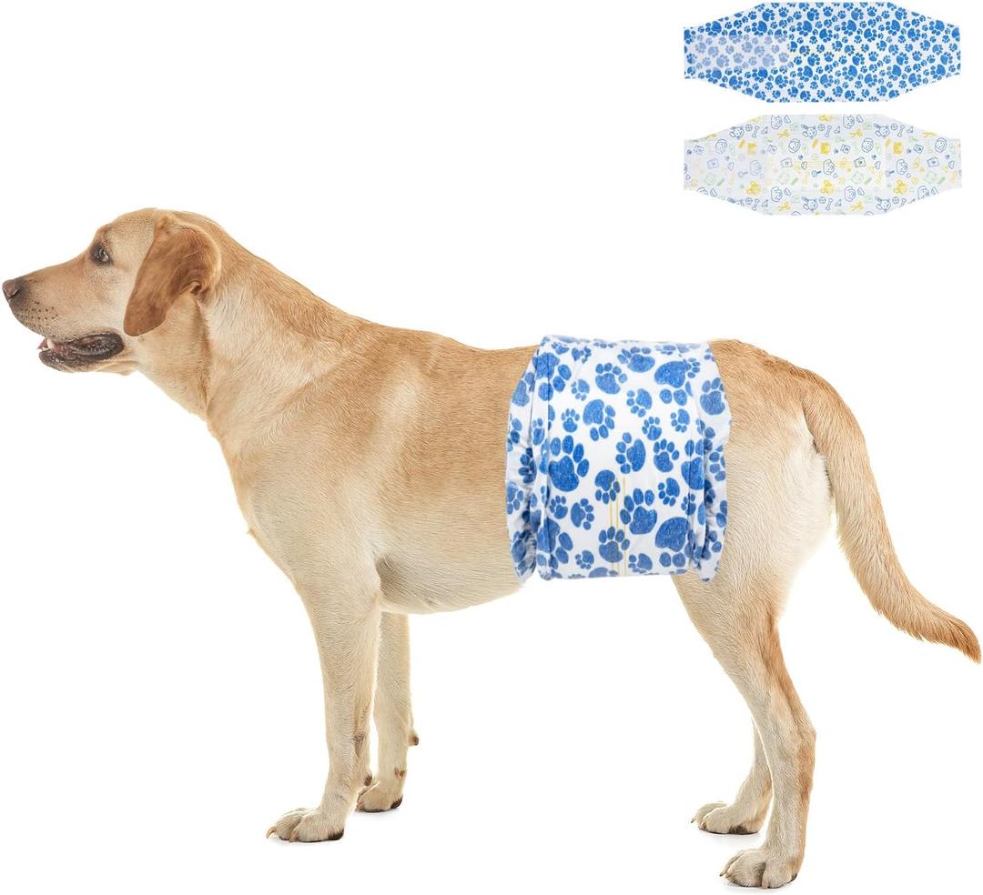 Dono Dog Diapers Male 60ct Disposable Male Dog Wraps Super Absorbent Doggie Puppy Diapers Rapid-Dry Technology Belly Bands for Male Marking, Excitable Urination, Training (Large)