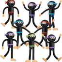Hungdao 24 Pcs Bendable Ninja Toys for Boys and Girls, Bendable Ninja Figures Bendy Party Favors Toys for Birthday Party Supplies Goodie Bag Stuffers Piata Fillers, 4 Styles