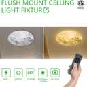 15in Dimmable Moon Ceiling Light Fixture 42W with Remote, 2700K-5000K Dimmable Flush Mount Kids Ceiling Lighting, 120V Wall Mount Moon Lamp for Kids Room, Bedroom, Study Room, Aisle, ETL Listed