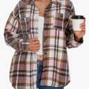 Womens Flannel Shirts Button Down Plaid Shacket Long Sleeve Collared Business Casual Work Tops, M