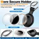 Compatible with Apple Airtag Holder with Keychain,IPX8 Waterproof GPS Cover for Air-Tags Shockproof [Anti-Scratch] Item Finders Case for Pets,Bags,Kids,Luggage,Keys-4*Black