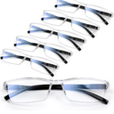 6 pack Executive Style Reading Glasses Men - Durable Readers with 99% Blue Light Blocking - Comfortable Fit with TR90 Frames