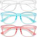 Blue Light Glasses for Woman Men | 99% Blue Light Blocking Glasses for Computer Gaming TV Phone Screen Square Frame | Anti Eyestrain & UV Glare Protection - 5 Pair (5 Pack Mix Color-3)