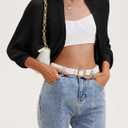 HOTOUCH Women's Cardigan Shrugs Long Batwing Sleeve Knitted Cropped Bolero Open Front Casual Elegant Cardigans for Dresses (Black, XL)