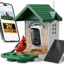 Bird Feeder with Camera, 2K HD Solar Powered Birdhouse with Cam for Outdoors, AI Identify Birds Species, Auto Capture & Real-time Notifications (Green)