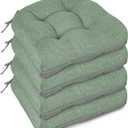 Non Slip Chair Cushions for Dining Chairs Set of 4 Kitchen Chair Cushions 18"x18"x3" Turfted Chair Pads Comfortable and Soft Seat Cushion with Ties (Sage Green)