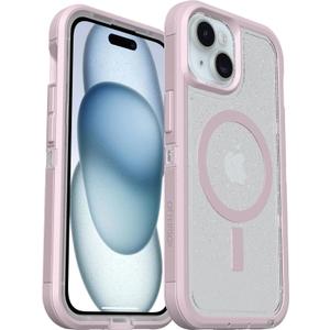 OtterBox iPhone 15, 14, 13, iPhone 17e, 16e Case - Defender Series XT - Built-in MagSafe - Rugged - Port Protection - Lanyard Attachment - Non-Retail Packaging - Clear/Stardust/Pink