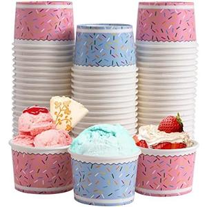 Lamosi Ice Cream Bowls Disposable - 100 Count - 11 oz Paper Ice Cream Sundae Cups, Party Supplies Food Containers for Dessert Snack Frozen Yogurt Soup