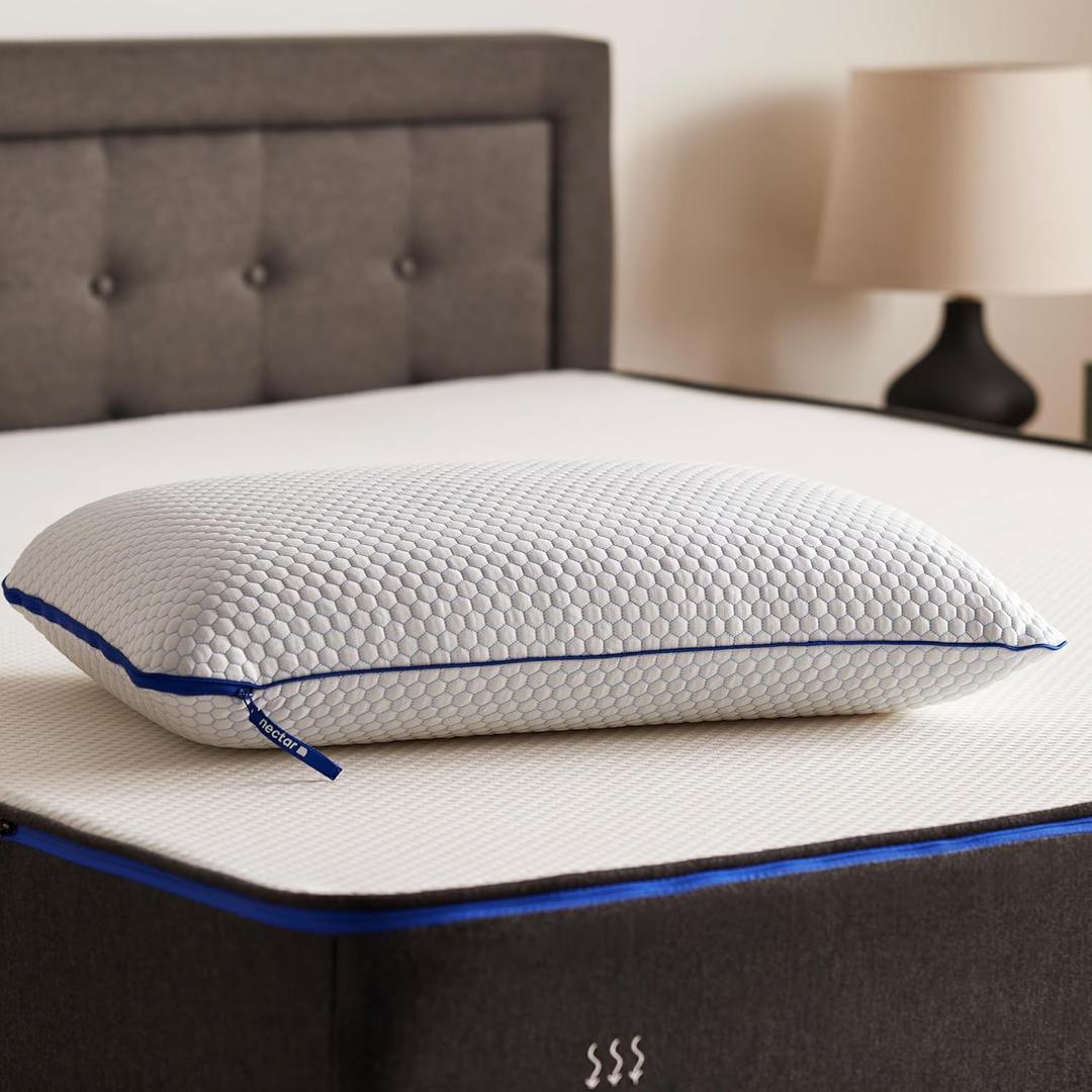 Nectar Tri-Comfort Cooling Pillow - Adjustable Firmness & Support - Cooling Cover - Pressure Relief - Helps Reduce Neck Pain - Premium Memory Foam & Microfiber Down Alternative