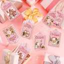 2 x 60PCS Christmas Gift Tags Pink- Hanging Tags Labels with String for Xmas Winter DIY Christmas Holiday Party Gift 6 Designs