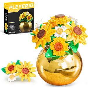 Sunflower Building Set for Adult, 632PCS Flower Bouquet Botanical Collection Building Block Toy for Woman Girls 14+, Sunflowers Pot Plants Kits Compatible with Lego Flowers