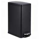 12 Gallon Kitchen Trash Can, Slim Stainless Steel Trash Can with Lid, Step-On Garbage Can with Inner Bucket, Soft Close, Narrow Space Saving Trash Bin for Kitchen Bathroom Office, Black
