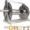 Garden Hose Reel,Stainless Steel Hose Reel,Mobile Portable Hose and Reel Kit,Wall/Floor Mounted Metal Water Hose Reel for Garden Car Washing(328Ft, A)