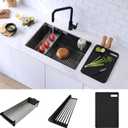 Stylish Workstation Kitchen Sink Accessory Kit Included Accessories Cutting Board Colander and Roll Up Drying Rack, A-918KIT