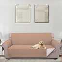 U-NICE HOME Large Sofa Cover Reversible Couch Cover for Dogs with Elastic Straps Water Resistant Furniture Protector for Pets Couch Cover for 4 Cushion Couch (Oversized Sofa, Camel/Ivory)