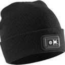 Panther Vision LED Hat Light - POWERCAP 2.5 USB Rechargeable LED Beanie Light Hat - Bright LEDs and IPX4 Water Resistance Gifts for Dad Father Men Husband Warm Knitted Cap - Black