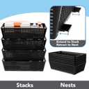 Tiawudi Stackable Woven Plastic Basket, Storage Bins for Cabinet, Closet, Shelf, Under Sink and Countertop, Pantry Organizer Bins, 6 Pack