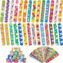 48 Pieces Easter Day Slap Bracelet for Kids, 24 Styles Colorful Easter Slap Wristbands Bulk for Kids Party Favors Supplies Classroom Prizes Exchange Gifts