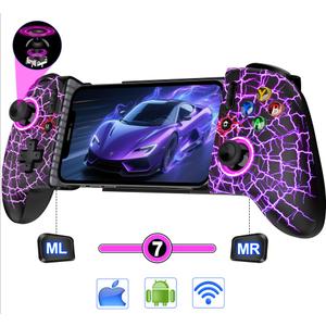 Full-Size Gaming Phone Controller for iPhone 15/ 16, Android Phone Tablet, Bluetooth Mobile Gamepad with Hall Trigger/ Joysticks, for Roblox, Genshin Impact, Call of Duty, Handheld-Quality Black