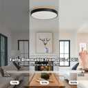 Modern Wood Flush Mount Ceiling Light, Black LED 5CCT 2700K-6000K Dimmable Ceiling Light Fixtures, Round Close to Lighting Fixture for Kitchen Living Room Dining Room Bedroom-15.8in, 15.74"