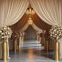 50ft15ft Champagne Backdrop Curtain for Wedding Parties, 10 Panels Wrinkle Free 15 FT Long Polyester Photo Backdrop Drapes Back Drop Cloth for Birthday Photography Background, W5' X H15'