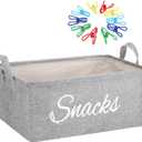 17 Pcs Snack Basket Sets, Snack Storage Bin for Pantry Shelves with 16 Pcs 2 Inch Chip Clips, Basket Organizer for Kitchen Home, Chips, Popcorn, Candy, Pretzels(Burlap,Grey)