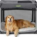 Lesure Soft Collapsible Dog Crate - 42 Inch Portable Travel Crate for Extra Large Dogs Indoor & Outdoor, 4-Door Foldable Pet Kennel with Durable Mesh Windows, Grey
