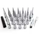 24PCS 14x2 Chrome Cone/Conical Bulge Seat Wheel Spike Lug Nuts with 1 Socket Key Compatible with Expedition 2000-2018, F-150 99-14, Lobo 09-14, Mark LT 05-08, Navigator 2000-2014